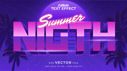 Editable text style effect - retro summer text in 80s style theme