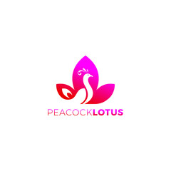 Peacock Lotus Logo Simple Design