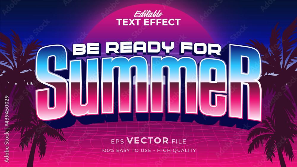 Poster editable text style effect - retro summer text in 80s style theme