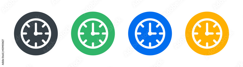 Poster Clock icon set. Time clock icons collection. Clocks symbol isolated on white background