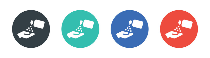 Disinfect and sanitise your hands vector icons set.