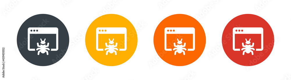 Aufkleber Webpage with bug icon, symbol of computer virus vector illustration. Security concept