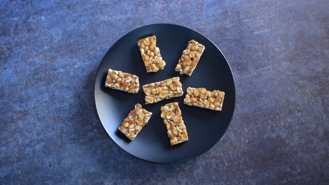 Chikki Indian traditional brittle sweet made from peanuts and jaggery