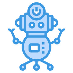 Robot blue line icon