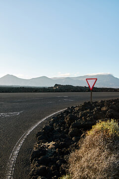 empty road with mountains 