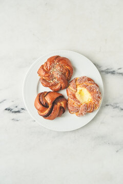 Plate with delicious sweet buns