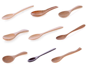 Wooden spoon on isolated white background