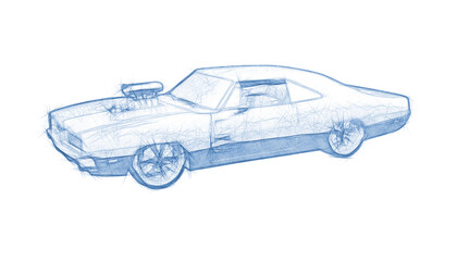 Stylised Low-poly Illustration of a Classic American Muscle Car. - 439457411