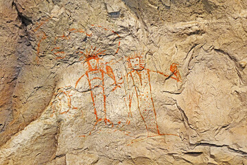Cave paintings (Parietal art), prehistoric art on cave walls and ceilings of Pee huo toe cave,...