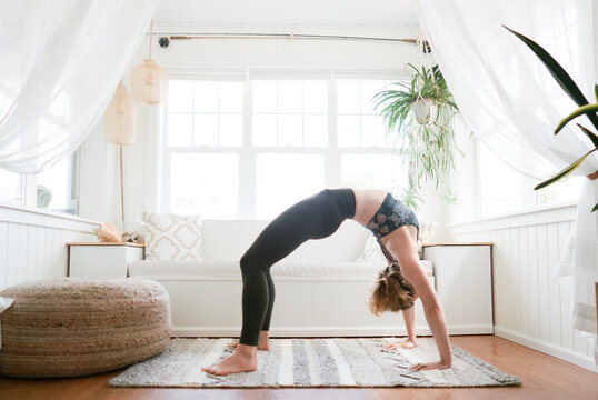 living room yoga at home