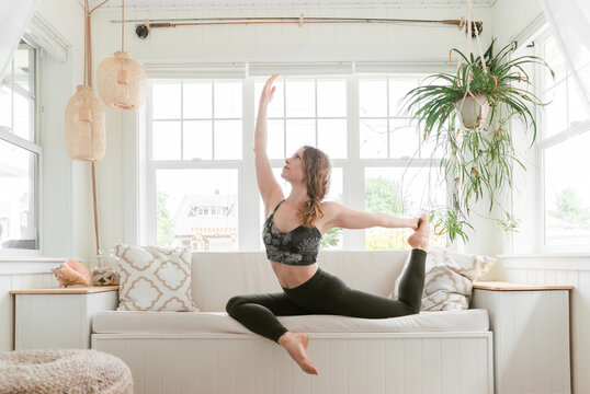 living room yoga at home
