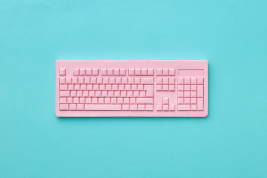 Pink colored papercraft computer keyboard.