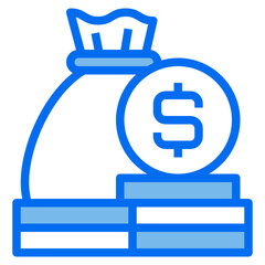 money blue line icon