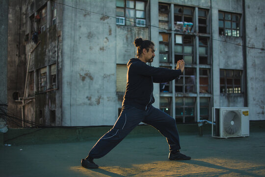 Guy training martial arts