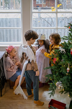 Kids having fun at Christmas time