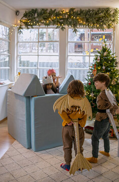 Kids having fun at Christmas time