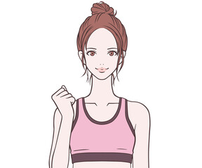 ガッツポーズをするスポーツインストラクター