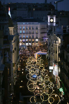 Calle Mayor in Madrid with Christmas lights