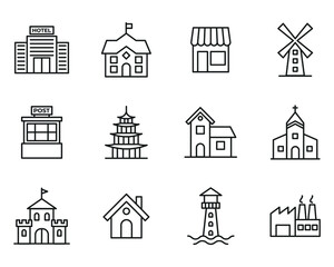 Building minimal set icon symbol template for graphic and web design collection logo vector illustration