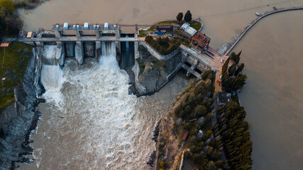 Overhead photo of a hydroelectric power plant
in Georgia