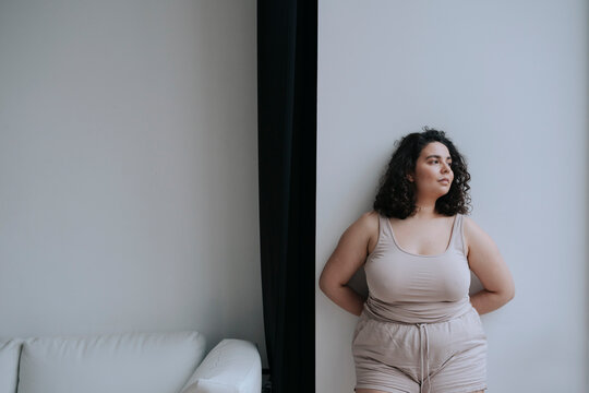 Portrait of a young sensual plus size woman.