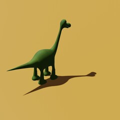 an isolated cute Brachiosaurus in a dessert, green dinosaur