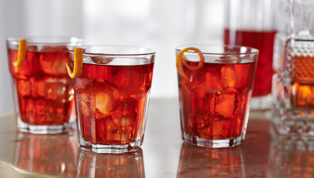 Three Boulevardier Cocktails 