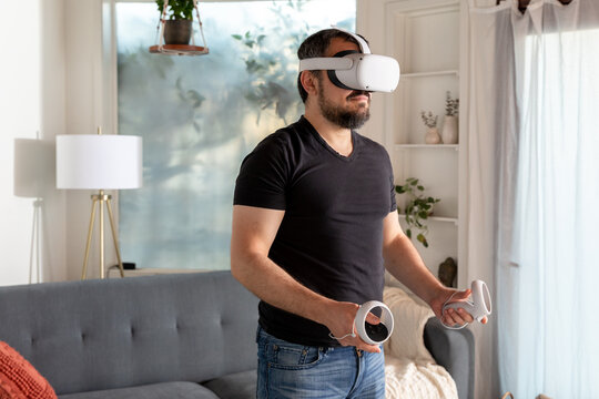 Man Plays VR Game
