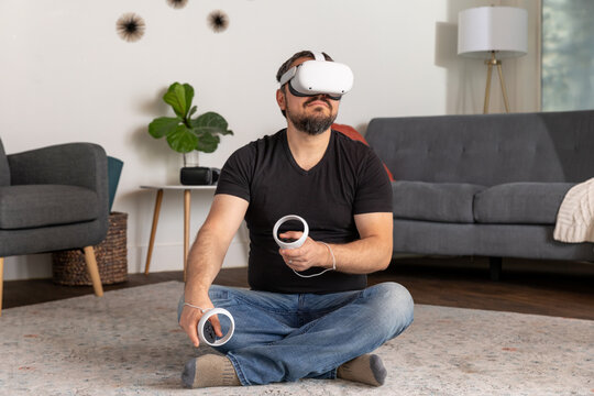 Man Plays VR Game Sitting