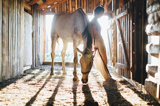 Young woman with horse