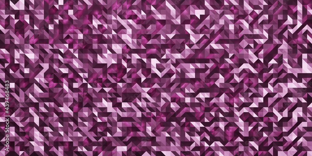 Poster Modern crystal design texture in purple color. Abstract geometric pattern background with small size triangles. Low poly random tiles. 3D Rendering.