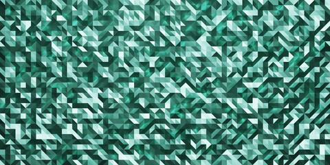 Modern crystal design texture in green color. Abstract geometric pattern background with small size triangles. Low poly random tiles. 3D Rendering.