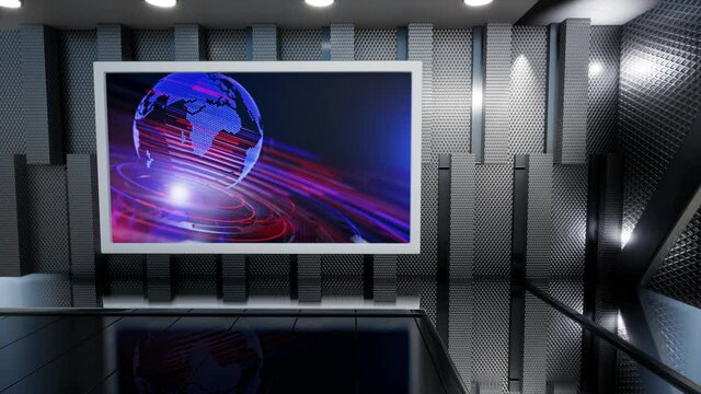 News TV Studio Set, Virtual Green Screen Background
