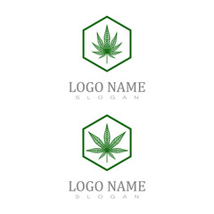 Cannabis Marijuana Hemp Pot Leaf Silhouettes Logo Vector