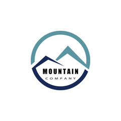 Simple Modern Mountain Landscape Logo Design Vector, Rocky Ice Top Mount Peak Silhouette