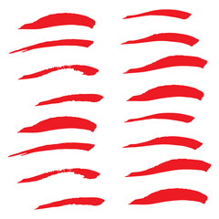 Scarlet Brushes Creative. Red Ink Isolated. Stroke Scratch. Brushstroke Scratch. Watercolor Design. Paint Abstract. Paintbrush Creative. Set Acrylic. Grungy Japanese.