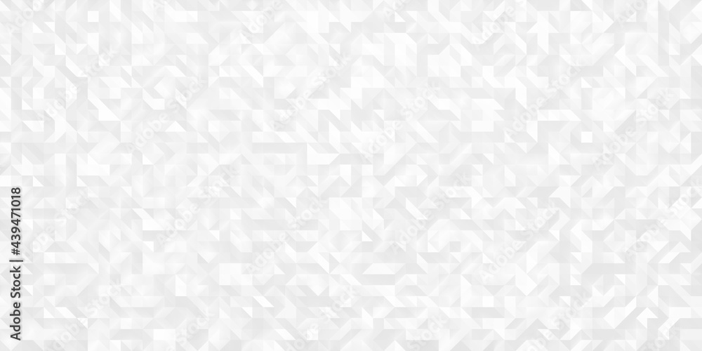 Poster Modern crystal design texture in white color. Abstract geometric pattern background with small size triangles. Low poly random tiles. 3D Rendering.