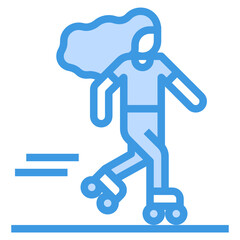 Roller Skater blue line icon