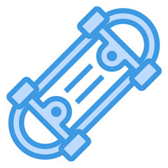 Skateboard blue line icon