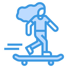 Skater blue line icon