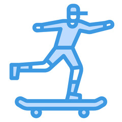 Skater blue line icon