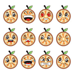 orange cartoon vector illustration with happy and funny facial expression