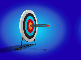 target with arrows, hitting the bull's-eye, goal achieved.