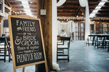 Chalkboard Sign for Wedding Venue Seating for Ceremony