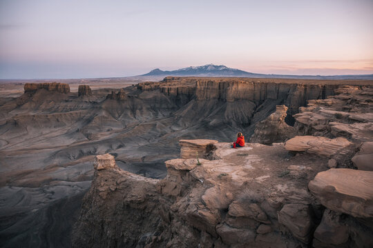 little boy in bizzare landscape
