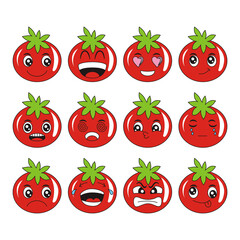 tomato cartoon vector illustration with happy and funny facial expressions