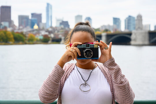  Student Photographer with Boston Skyline  