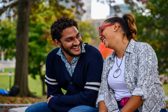 Handsome  African American Couple talking in the City 