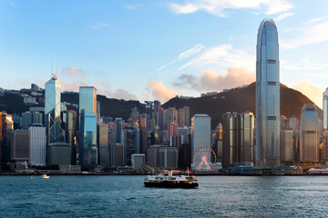 Skyline of Hong Kong at sunset