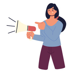 woman holds megaphone